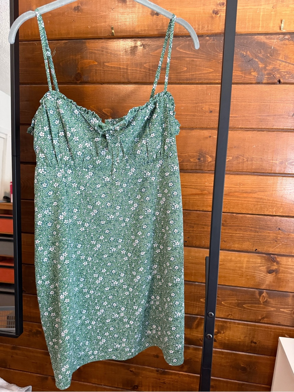 ONLY Green Floral Sundress with Delicate White and Orange Blossoms